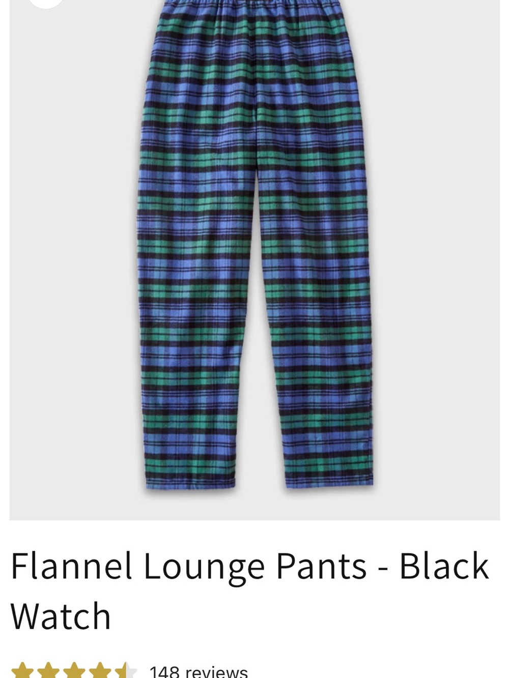 Men's Blue & Green Plaid Elastic Waist lounge pants